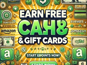 Thumbnail showing 'Earn Free Cash & Gift Cards' with images of cash, gift cards, and icons for surveys and videos, promoting easy ways to earn money online with GrabPoints.