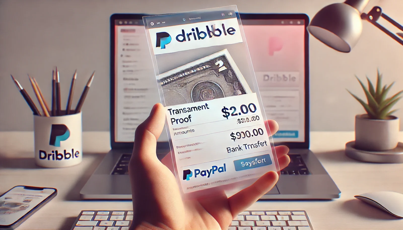 "Proof of payment from Dribbble freelance job, showing verified transaction details with reliable payment method for creative professionals."