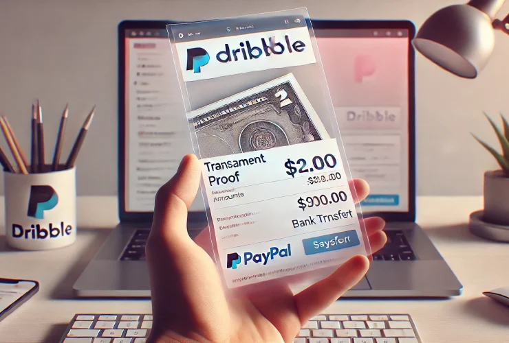 "Proof of payment from Dribbble freelance job, showing verified transaction details with reliable payment method for creative professionals."