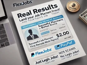 FlexJobs verified payment proof featuring PayPal or direct deposit, demonstrating the real earning potential of remote and flexible jobs.