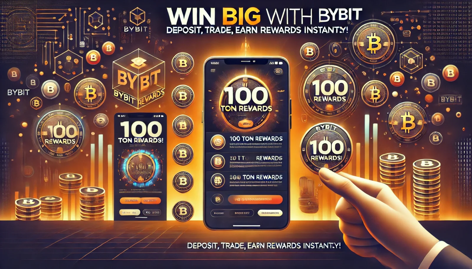 Bybit payment proof image showing successful TON rewards credited to a user’s wallet, highlighting the 100 TON reward opportunity from lucky draws.