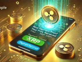 A smartphone screen showing a cryptocurrency wallet with a 'Payment Received' notification for XRP, highlighting proof of earnings from freexrp.in or similar platforms.