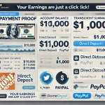 Payment proof screenshot showing $1,000 monthly earnings from the Home Depot affiliate program, featuring payout methods like PayPal and direct deposit, demonstrating reliable income opportunities.