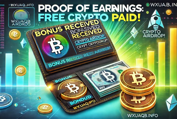 Payment proof showing a crypto deposit labeled 'Bonus Received' from wxuaqb.info, highlighting a successful free crypto earning opportunity.