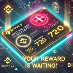 Binance payment proof featuring a successful 720 USDT reward claim via red packet, with glowing effects and a 'Claim Now