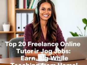 Smiling woman working as an online tutor from home, showcasing the flexibility and earning potential of freelance online tutoring jobs.